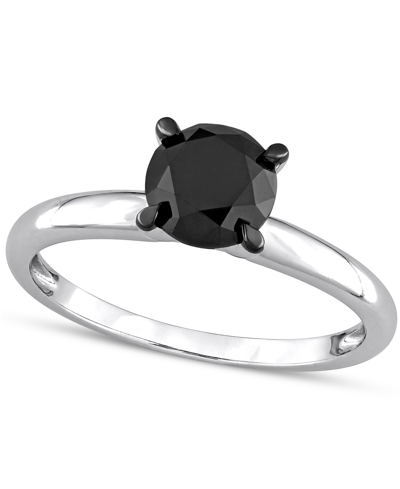 Macy's Black Diamond Solitaire Engagement Ring (1-1/2 Ct. T.w.) In 14k White Gold