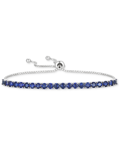 Macy's Lab-grown Opal Bolo Bracelet (4-1/2 Ct. T.w.) In Sterling Silver (also In Additional Lab-grown Gemst In Blue Sapphire