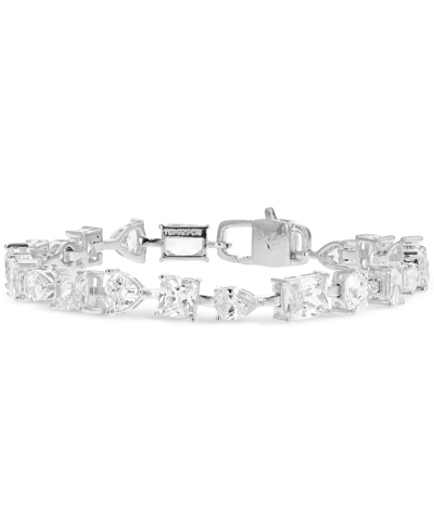 Macy's Cubic Zirconia Multi-shape Link Bracelet In Sterling Silver