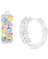 Macy's Multicolor Cubic Zirconia Cluster Small Hoop Earrings, 0.75" In Multi