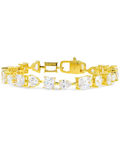 Macy's Cubic Zirconia Multi-shape Link Bracelet In Gold Over Silver