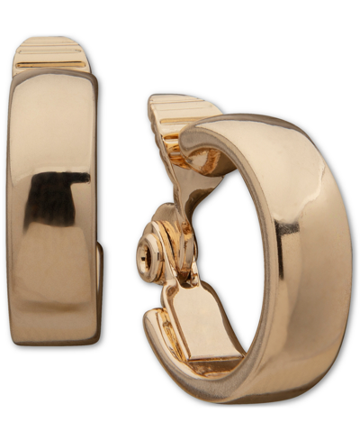 Anne Klein Gold-tone Small Wide Clip-on Hoop Earrings, 0.71"