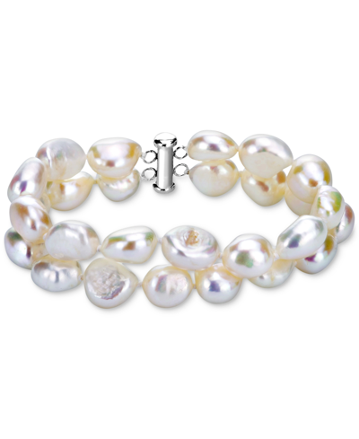 Macy's Cultured Freshwater Baroque Pearl (11-12mm) Double Row Bracelet In White