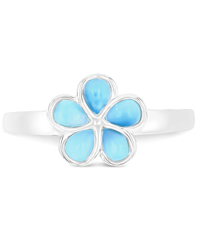 Macy's Larimar Flower Ring (1/2 Ct. T.w.) In Sterling Silver