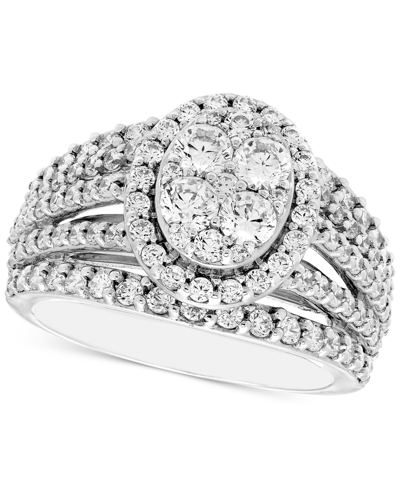 Macy's Diamond Oval Cluster Multi-row Engagement Ring (2 Ct. T.w.) In 14k White Gold