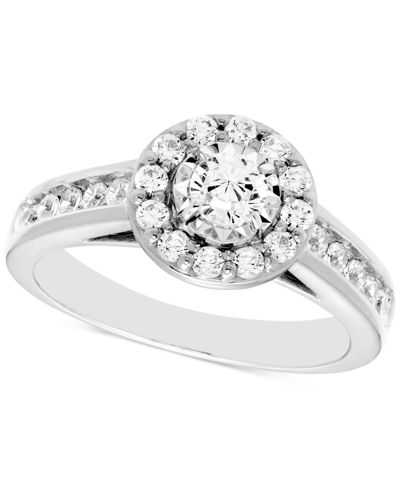 Macy's Diamond Halo Engagement Ring (3/4 Ct. T.w.) In 14k White Or Yellow Gold In White Gold