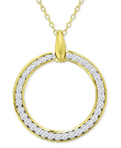 Giani Bernini Cubic Zirconia Open Circle Pendant Necklace, 16" + 2" Extender, Created For Macy's In Gold Over Silver