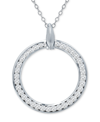 Giani Bernini Cubic Zirconia Open Circle Pendant Necklace, 16" + 2" Extender, Created For Macy's In Sterling Silver