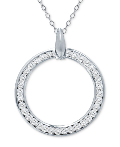 Giani Bernini Cubic Zirconia Open Circle Pendant Necklace, 16" + 2" Extender, Created For Macy's In Sterling Silver