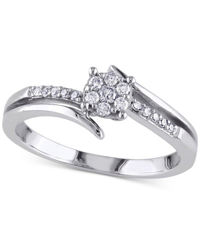 Macy's Diamond Cluster Swirl Engagement Ring (1/5 Ct. T.w.) In 14k White Gold