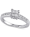 Macy's Diamond Princess Quad Cluster Engagement Ring (1/4 Ct. T.w.) In 14k White Gold In White Gold