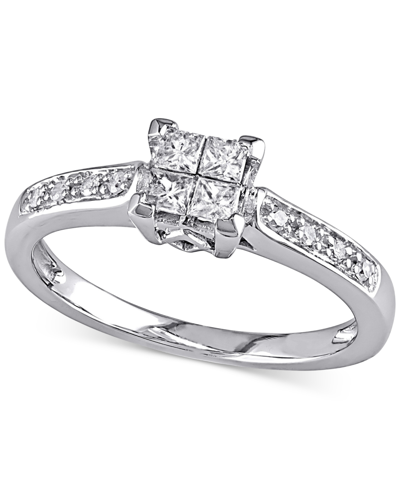 Macy's Diamond Princess Quad Cluster Engagement Ring (1/4 Ct. T.w.) In 14k White Gold