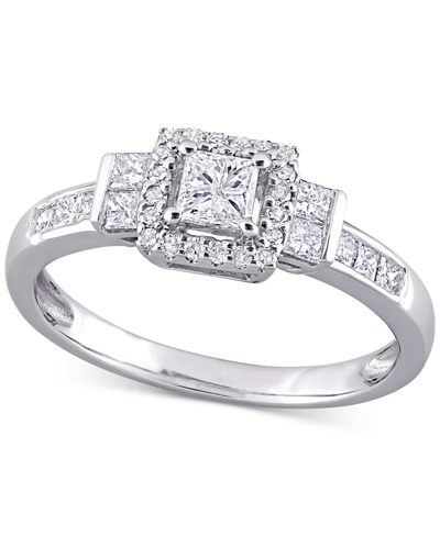 Macy's Diamond Princess Halo Engagement Ring (3/4 Ct. T.w.) In 14k White Gold