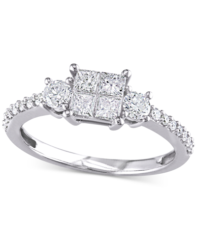 Macy's Diamond Princess Quad Cluster Engagement Ring (3/4 Ct. T.w.) In 14k White Gold