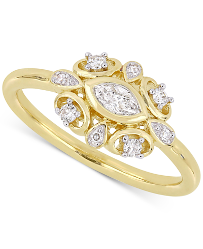 Macy's Diamond Marquise Cluster Engagement Ring (1/4 Ct. T.w.) In 14k Gold In Yellow Gold