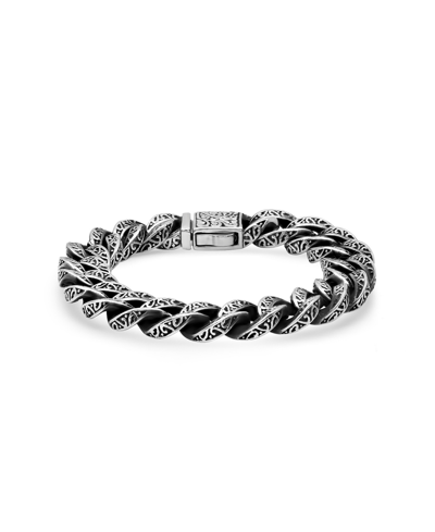 Steeltime Men's Oxidized Stainless Steel Cuban Link Chain Bracelet In Silver-tone