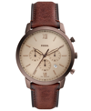 FOSSIL MEN'S NEUTRA BROWN LEATHER STRAP WATCH, 44MM