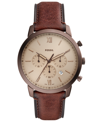 Fossil Neutra Chronograph Leather Strap Watch, 44mm In Brown