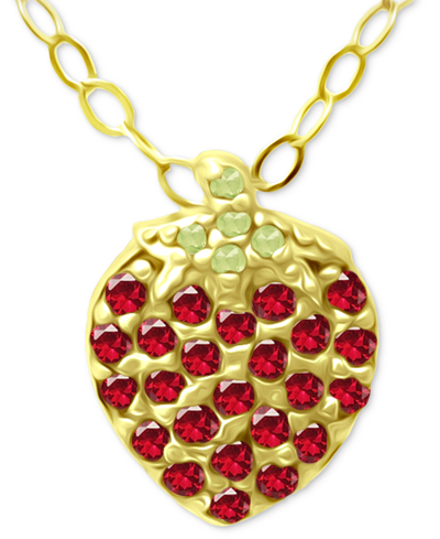 Giani Bernini Lab-created Ruby (1/4 Ct. T.w.) & Cubic Zirconia Strawberry Pendant Necklace, 16" + 2" Extender, Cre In Gold Over Silver