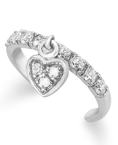 Giani Bernini Cubic Zirconia Heart Dangle Toe Ring, Created For Macy's In Sterling Silver