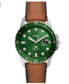 Fossil Dayliner Leather Strap Watch, 42mm In Brown