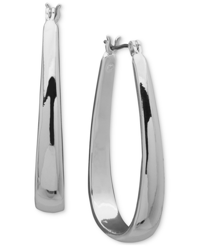 Anne Klein Silver-tone Elongated Hoop Earrings