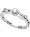 BELLE DE MER CULTURED FRESHWATER BUTTON PEARL (5MM) & LAB-CREATED WHITE SAPPHIRE (1/10 CT. T.W.) RING