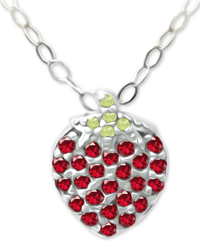 Giani Bernini Lab-grown Ruby (1/4 Ct. T.w.) & Cubic Zirconia Strawberry Pendant Necklace, 16" + 2" Extender, Creat In Sterling Silver