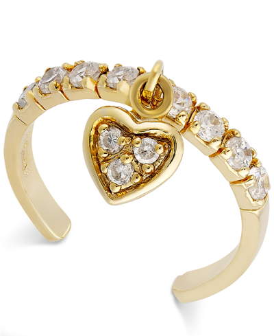 Giani Bernini Cubic Zirconia Heart Dangle Toe Ring, Created For Macy's In Gold Over Silver