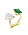 Macy's Cubic Zirconia In 14k Gold Over Sterling Silver Radiant And Pear Fashion Ring In Gold Over Sterling Silver
