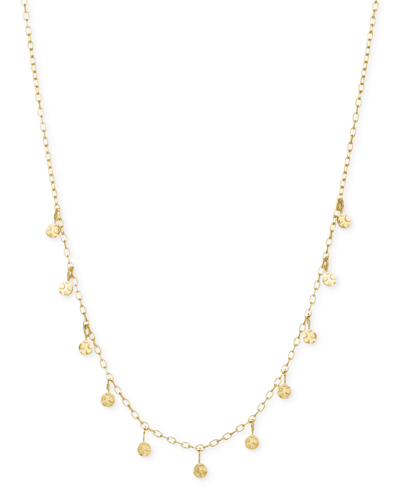 Sarah Chloe Dangle Disc Choker Necklace In 14k Gold-plated Sterling Silver, 12" + 2" Extender In Gold Plated