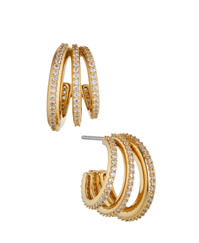 Ava Nadri Triple Row Illusion Small Hoop Earring In Gold-tone