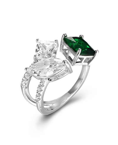 Macy's Cubic Zirconia In Sterling Silver And 14k Gold Over Sterling Silver Multishape Fashion Ring