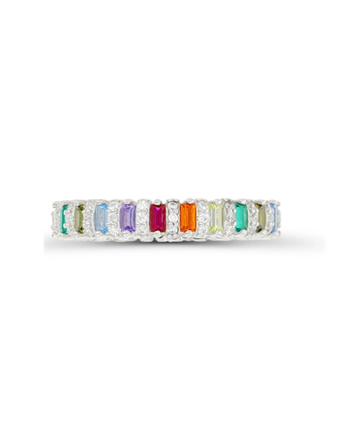 Macy's Created Spinel, Created Corundum, Nano And Cubic Zirconia In Sterling Silver Eternity Ring