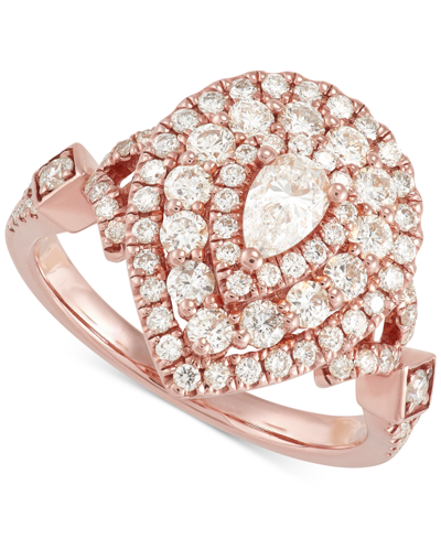 Macy's Diamond Pear Multi-halo Engagement Ring (1-1/2 Ct. T.w.) In 14k Rose Gold