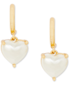 Kate Spade Gold-tone Imitation Pearl Heart Drop Earrings In Pearl