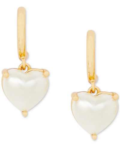 KATE SPADE GOLD-TONE IMITATION PEARL HEART DROP EARRINGS