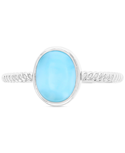 Macy's Larimar Oval Ring In Sterling Silver