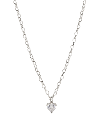 Ava Nadri Cubic Zirconia Heart Shaped Necklace In Silver-tone