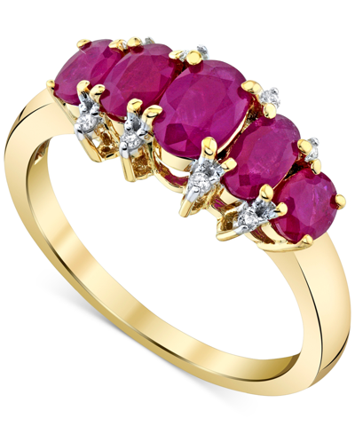 Macy's Ruby (1-3/4 Ct. T.w.) & Diamond (1/20 Ct. T.w.) Oval Cluster Ring In 10k Gold