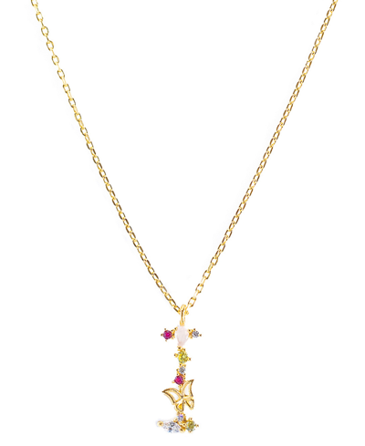 Girls Crew Flutterfly Stone Initial Necklace In Gold-plated- I