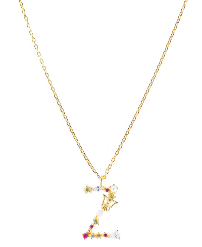 Girls Crew Flutterfly Stone Initial Necklace In Gold-plated- Z