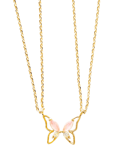 Girls Crew Butterfly Besties Set Of 2 Friendship Necklaces In Gold-plated
