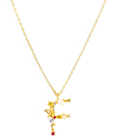 Girls Crew Flutterfly Stone Initial Necklace In Gold-plated- F