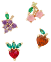 Girls Crew Fruit Basket Set Of 4 Mismatched Stud Earrings In Gold-plated