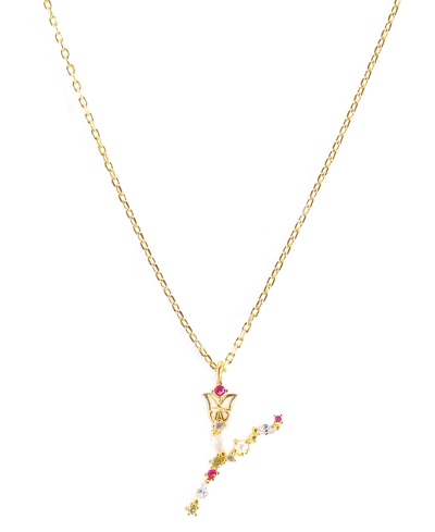 Girls Crew Flutterfly Stone Initial Necklace In Gold-plated- Y