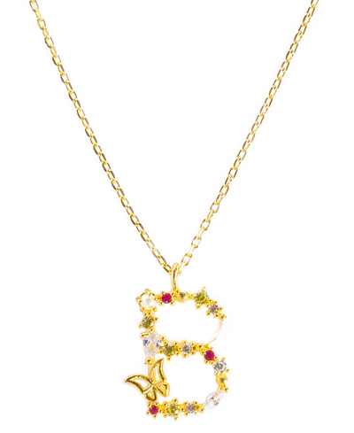 Girls Crew Flutterfly Stone Initial Necklace In Gold-plated- B