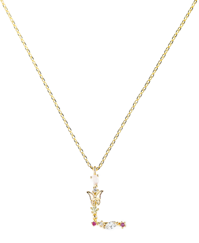 Girls Crew Flutterfly Stone Initial Necklace In Gold-plated- L