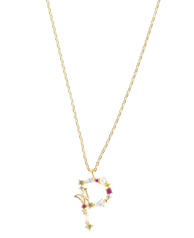 Girls Crew Flutterfly Stone Initial Necklace In Gold-plated- P