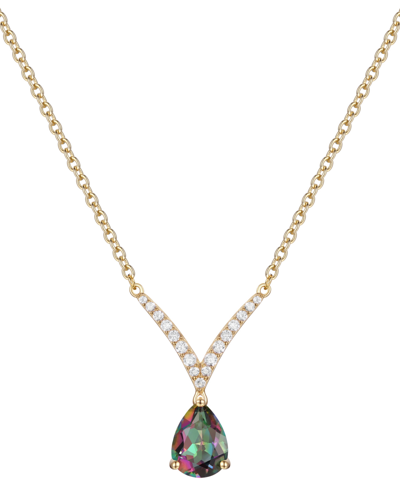 Macy's Gemstone & Diamond (1/6 Ct. T.w.) Necklace In 14k Gold In Mystic Topaz